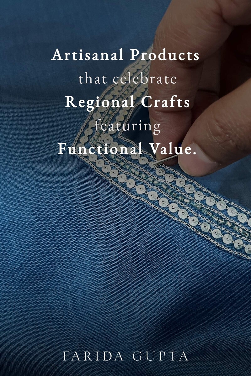 Blue Handcrafted Straight Chanderi Kurta