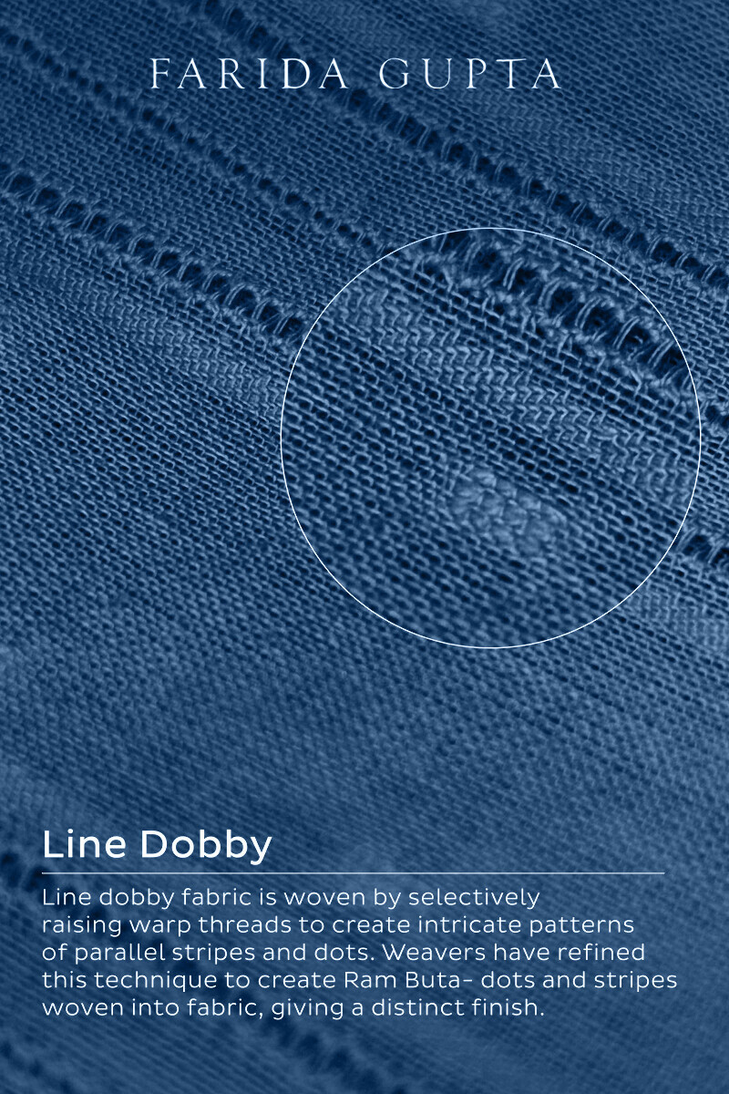 Blue Handcrafted Straight Cotton Dobby Kurta