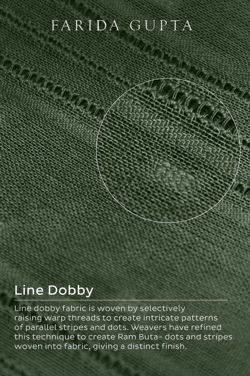 Green Handcrafted Straight Cotton Dobby Kurta