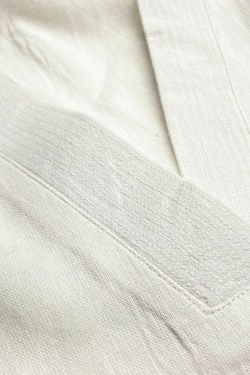 White Handcrafted Straight Cotton Linen Kurta