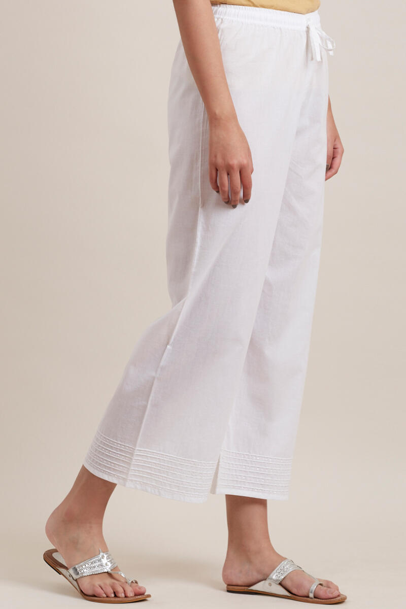 White Handcrafted Cotton Farsi Pants