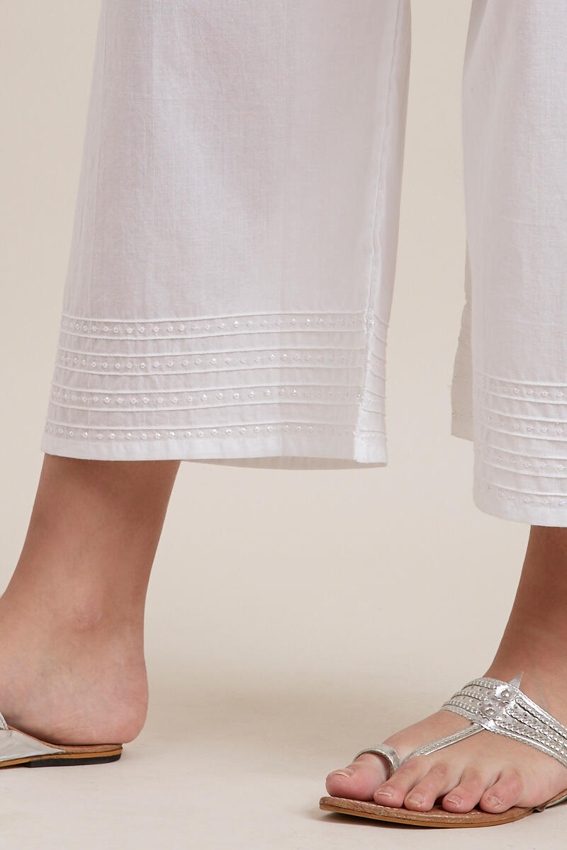 White Handcrafted Cotton Farsi Pants