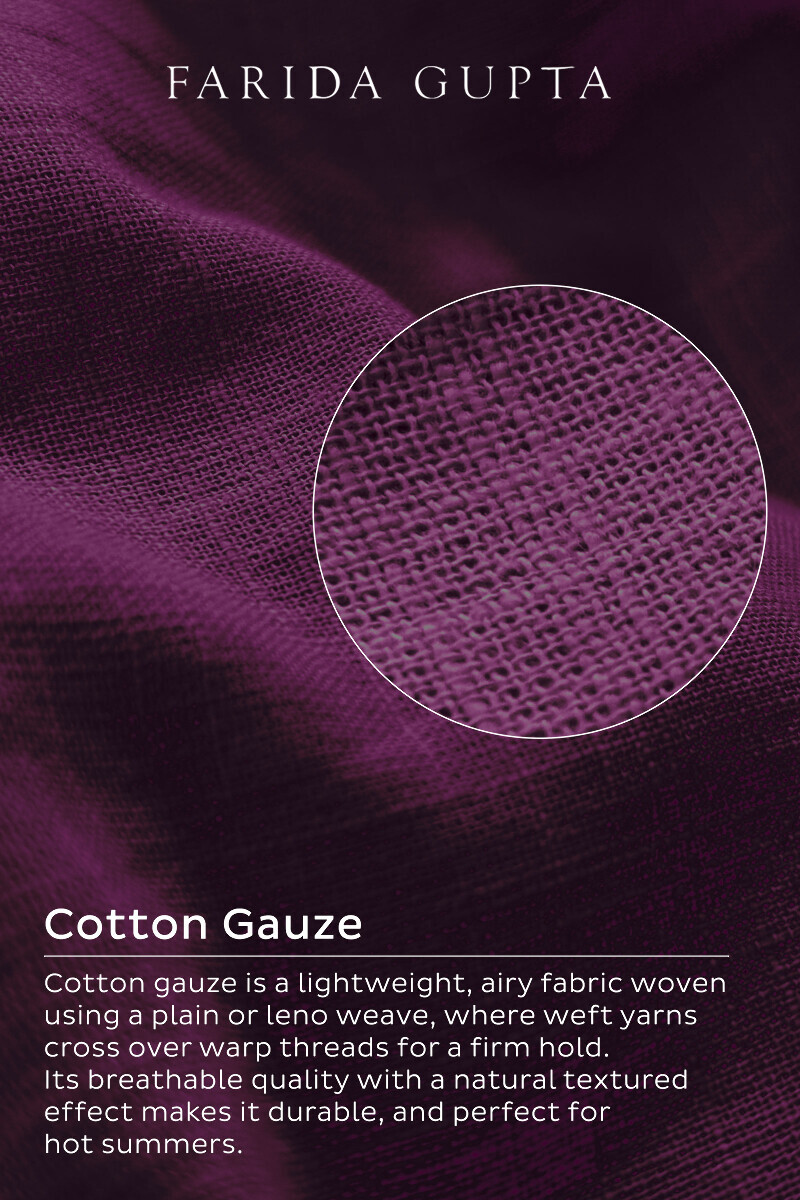 Purple Handcrafted Straight Gauze Slub Kurta