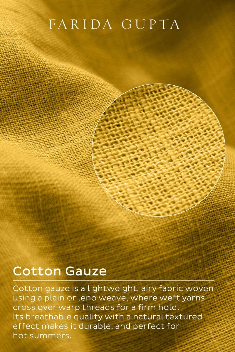 Yellow Handcrafted Straight Gauze Slub Kurta