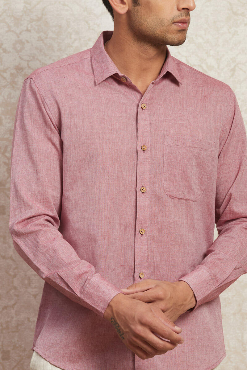 Maroon Handcrafted Cotton Shirt