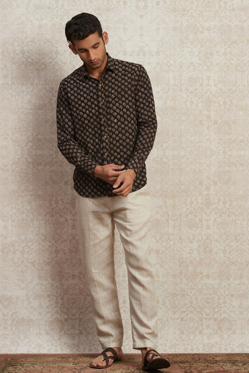 Black Block Printed Cotton Shirt