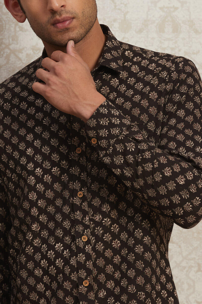 Black Block Printed Cotton Shirt