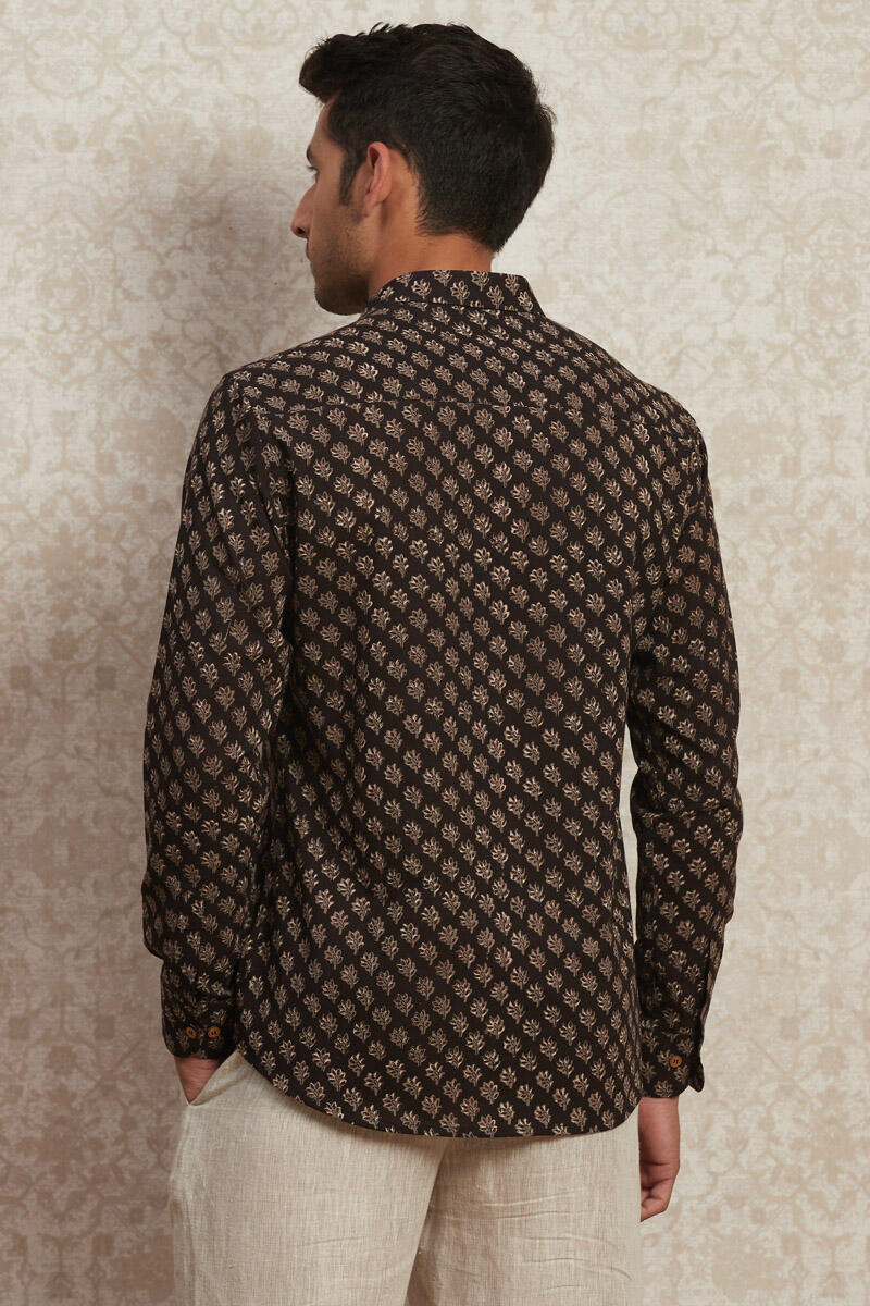 Black Block Printed Cotton Shirt