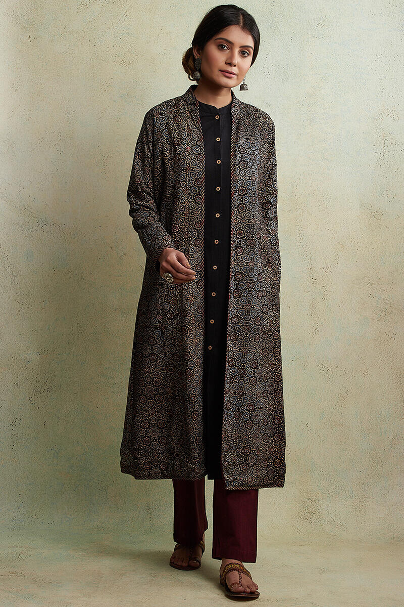 Buy Zahabiya Heer Reversible Handloom Jacket Maroon Jackets for Women Farida Gupta