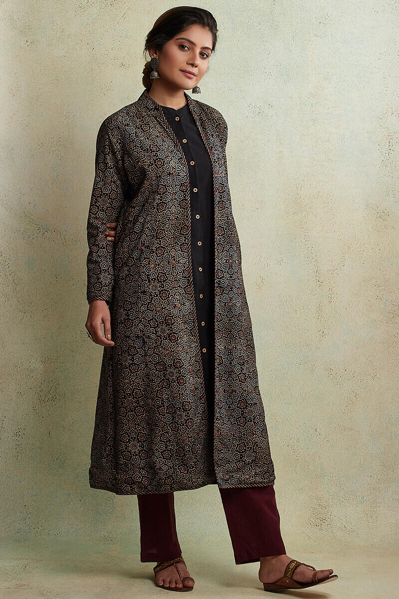 Ajrak Block Printed Cotton Long Jacket