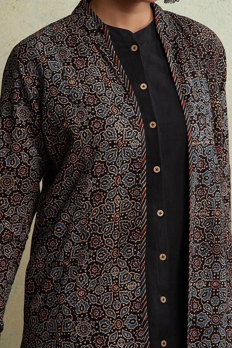 Ajrak Block Printed Cotton Long Jacket