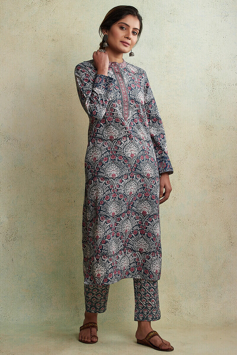 Sanganeri Block Printed Straight Cotton Kurta