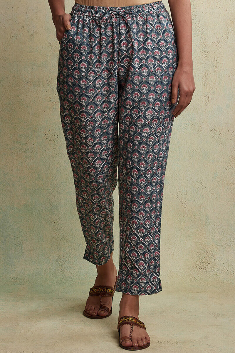Sanganeri Block Printed Cotton Narrow Pants
