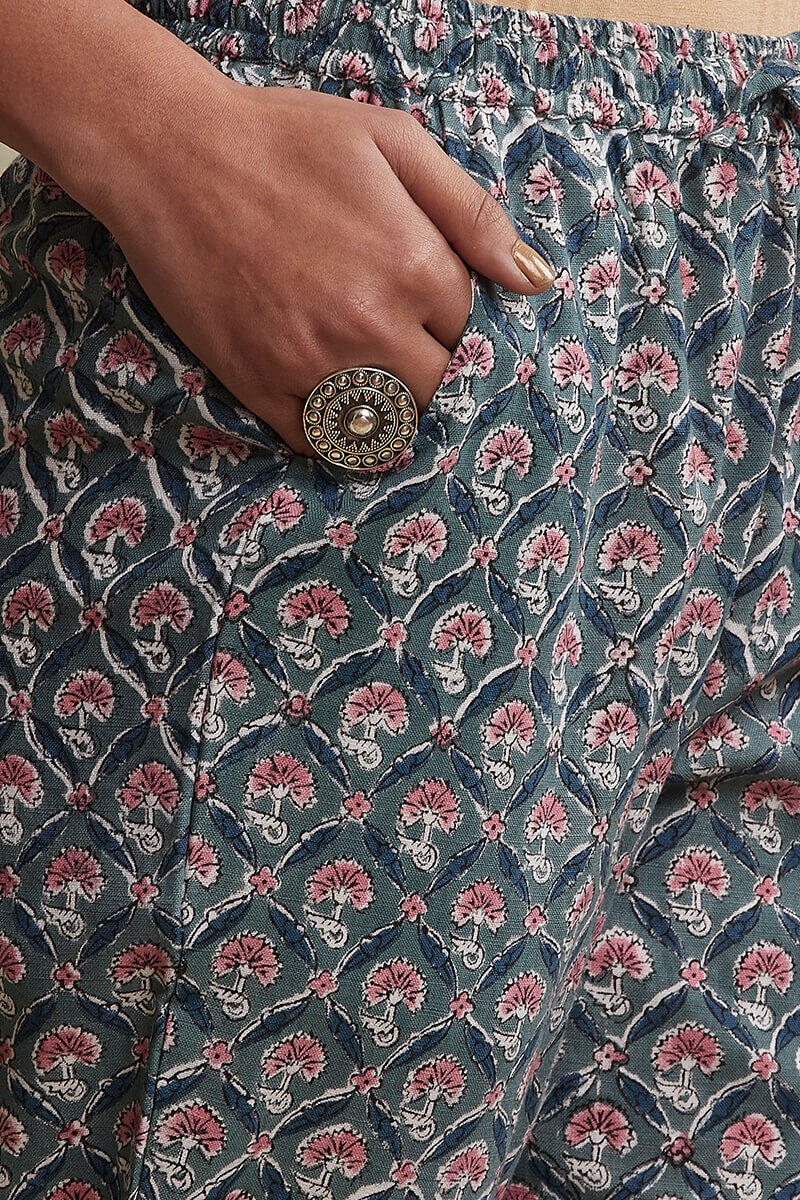 Sanganeri Block Printed Cotton Narrow Pants