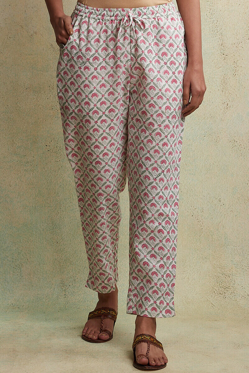 Sanganeri Block Printed Cotton Narrow Pants