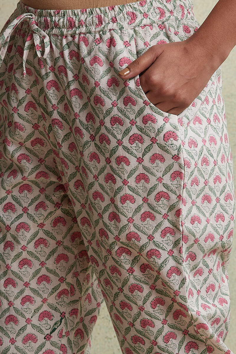 Sanganeri Block Printed Cotton Narrow Pants