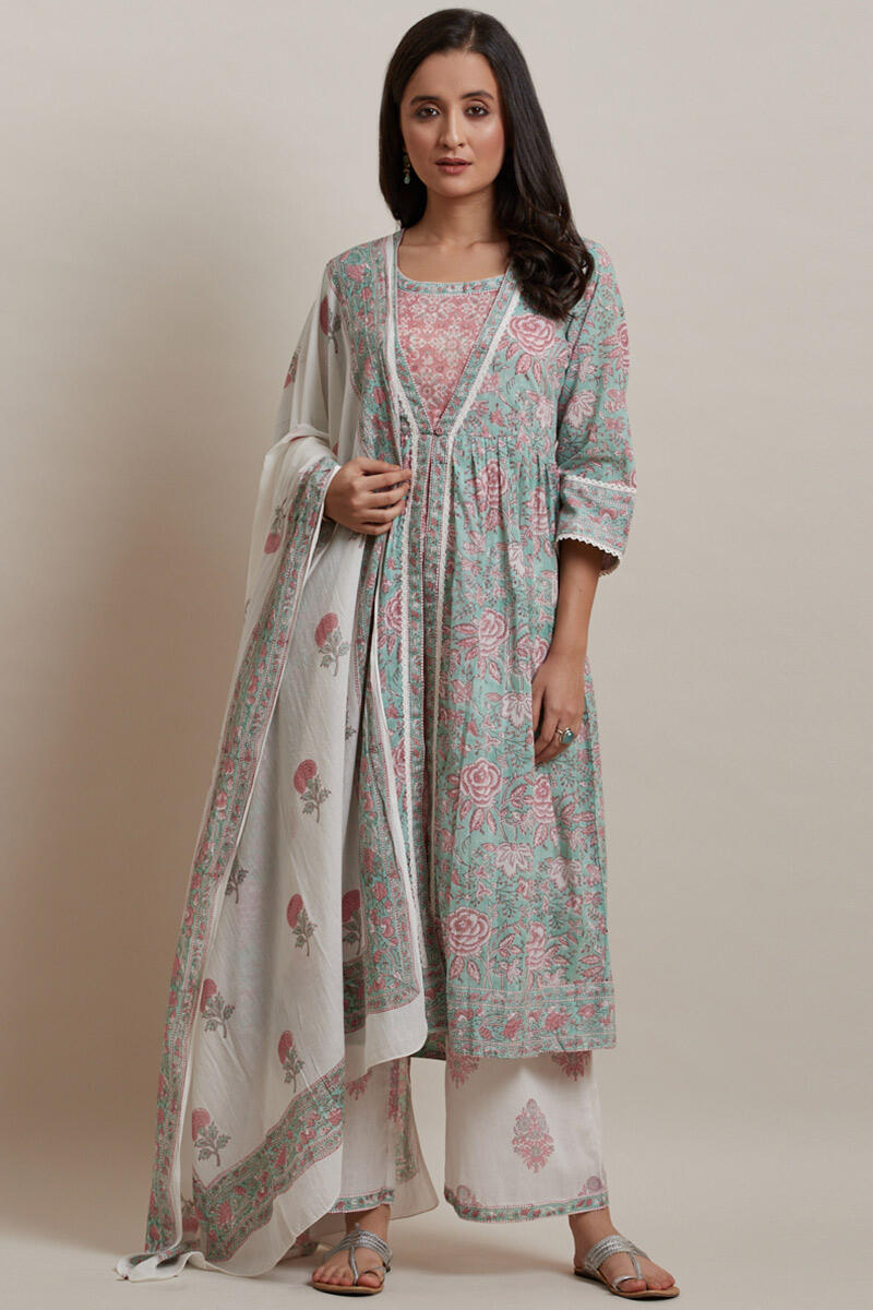 Off-White Block Printed Cotton Dupatta