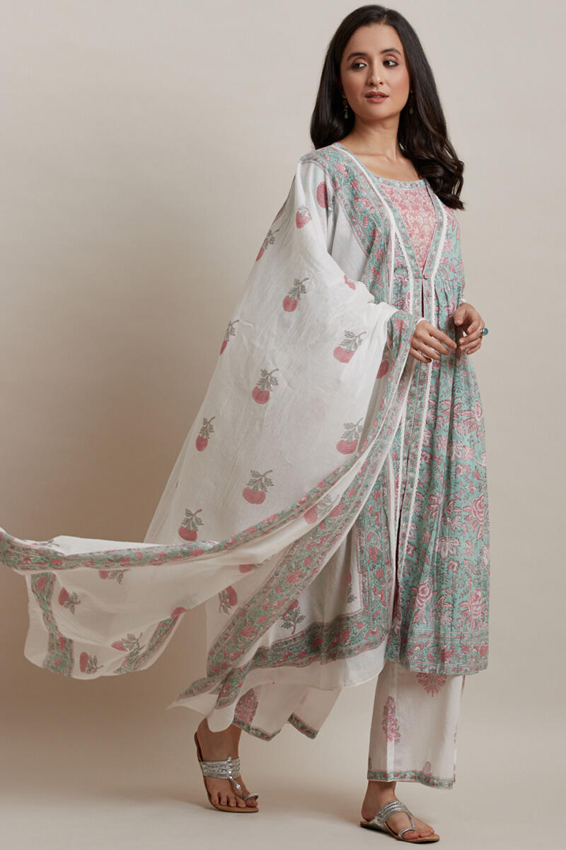 Off-White Block Printed Cotton Dupatta